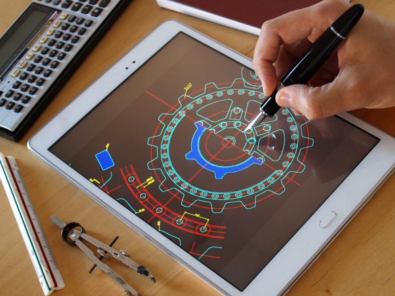 Engineer,Designer,Working,On,Cad,Blueprint,Using,Tablet,Computer,Tool